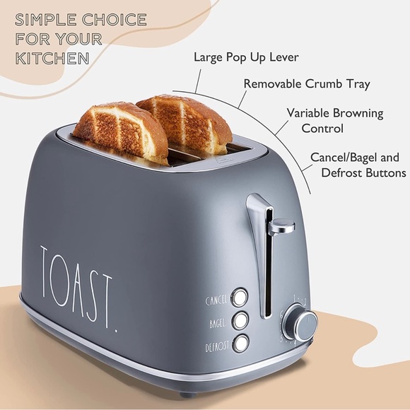 Rae Dunn Retro Rounded Bread Toaster, Wide Slot with 6 Browning Levels - Picture 3 of 6